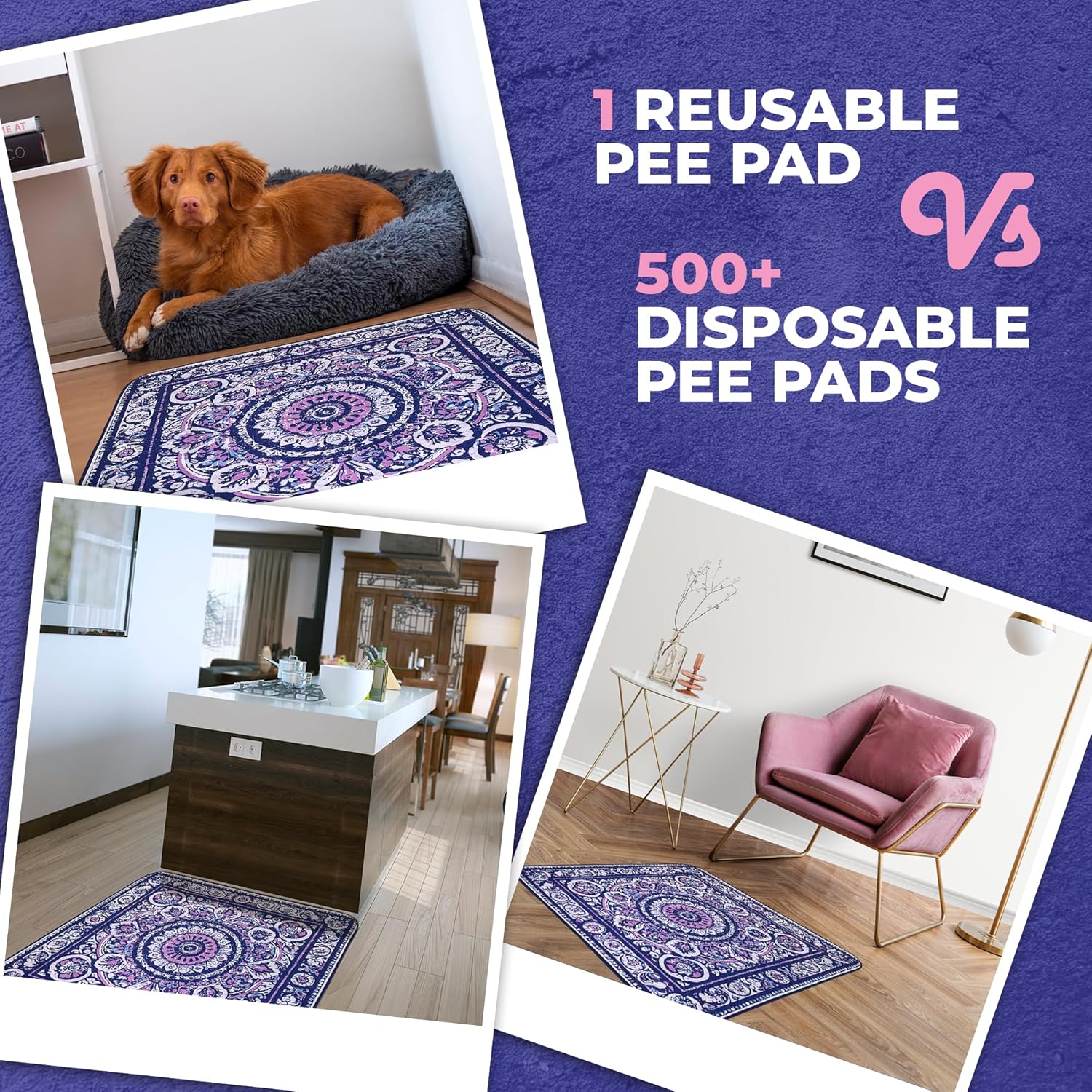 Washable Dog Pee Pads Waterproof & Reusable (2 Pack, 36x36) – Washable Puppy Pads, Absorbent Pee Mat, Non-Slip Potty Pads, Crate Mat, Pee Proof Dog Rug, Floor Protector, Incontinence & Whelping