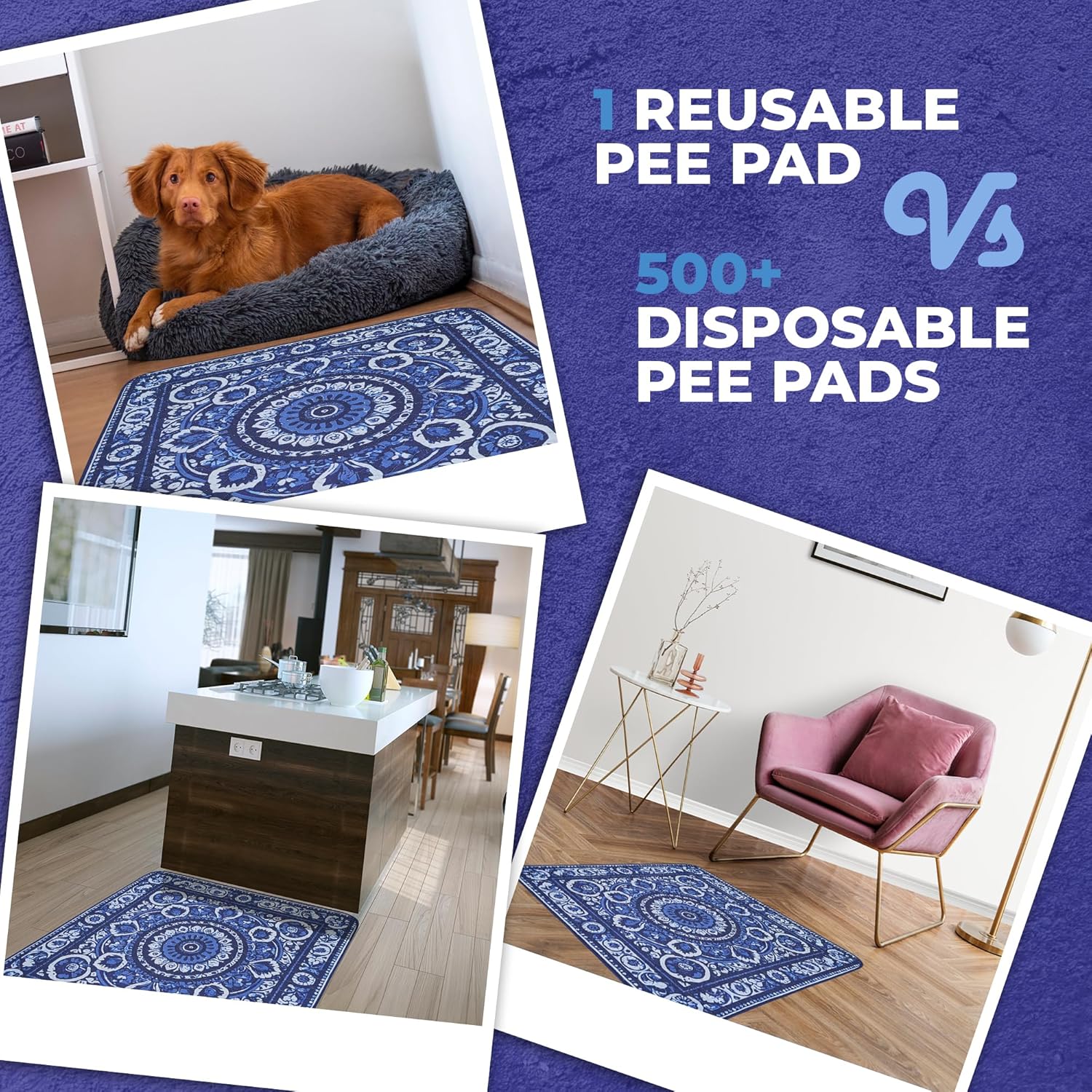 Washable Dog Pee Pads Waterproof & Reusable (2 Pack, 36x36) – Washable Puppy Pads, Absorbent Pee Mat, Non-Slip Potty Pads, Crate Mat, Pee Proof Dog Rug, Floor Protector, Incontinence & Whelping